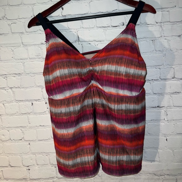 ava & viv pink & red swimsuit cover up top size 18W - Picture 2 of 9